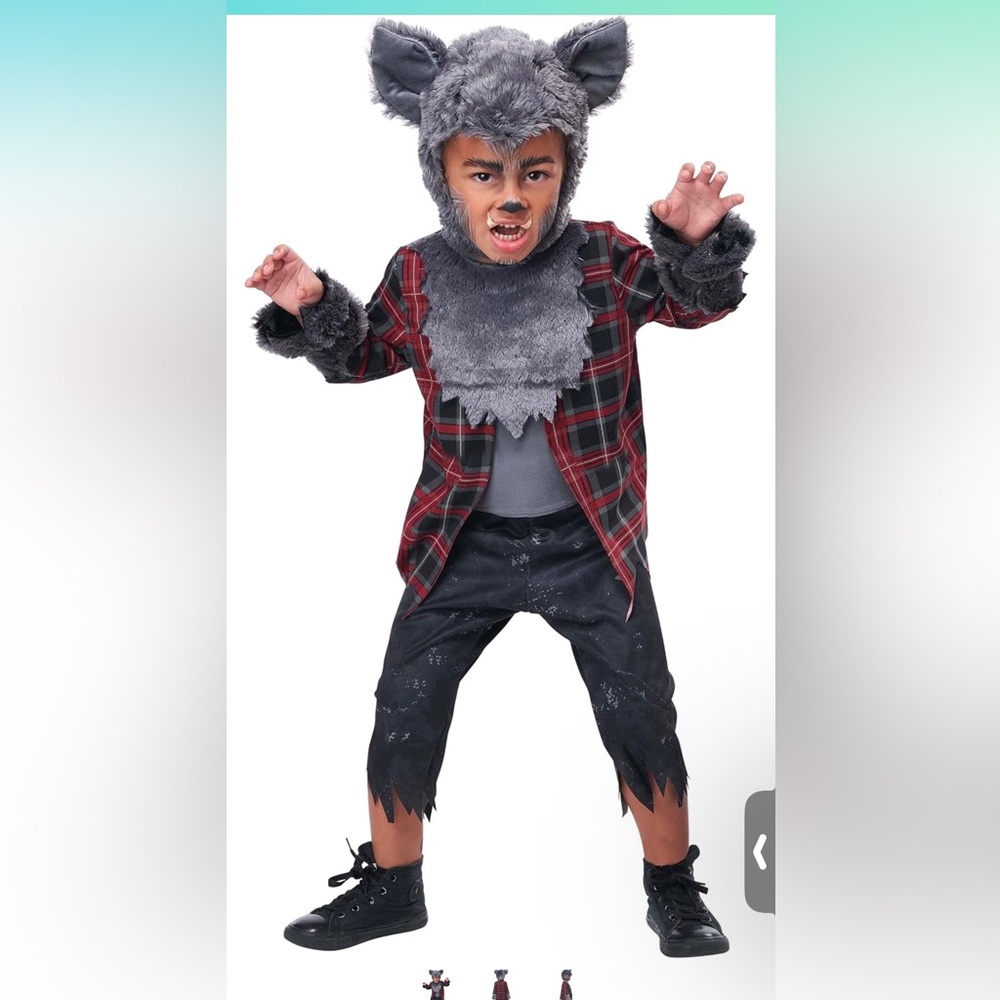 Kids Werewolf Costume - Red and Gray